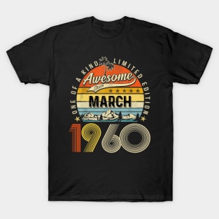 Awesome Since March 1960 Vintage 63rd Birthday T-Shirt